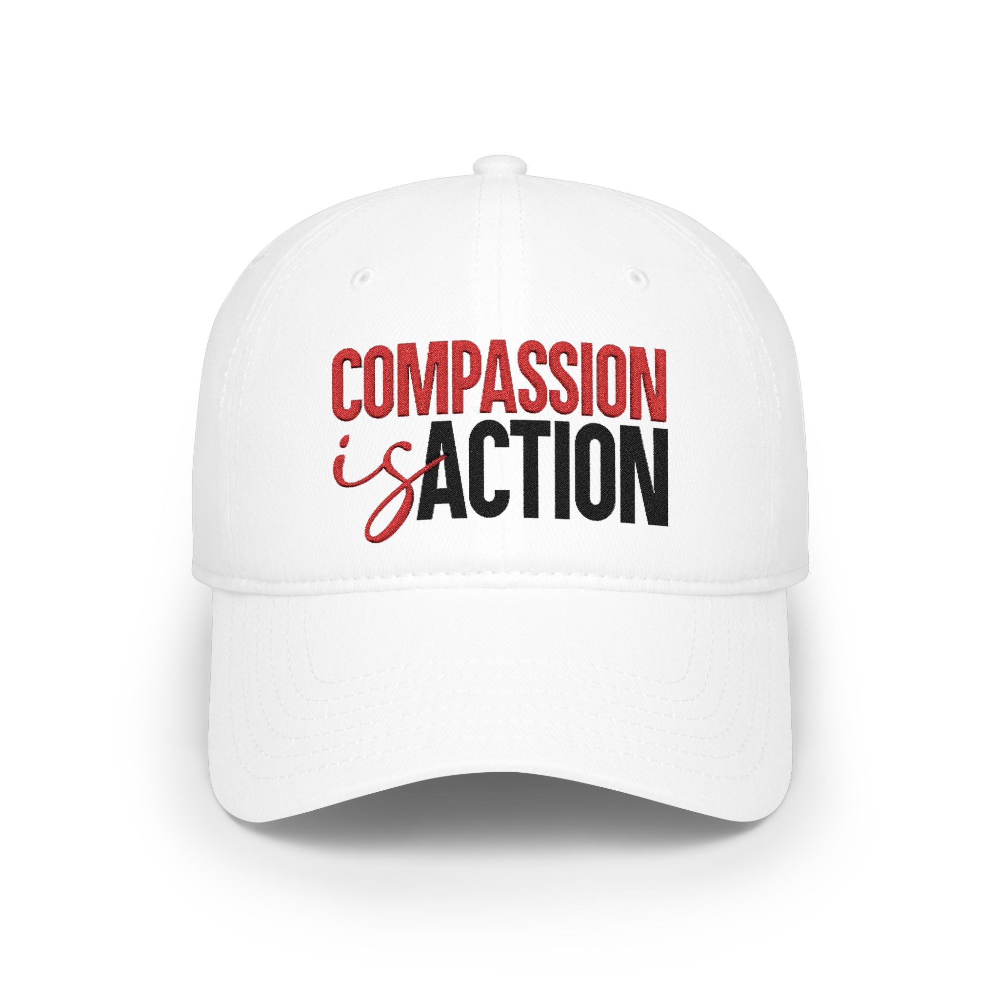 Compassion Is Action Embroidered Baseball Cap - Light
