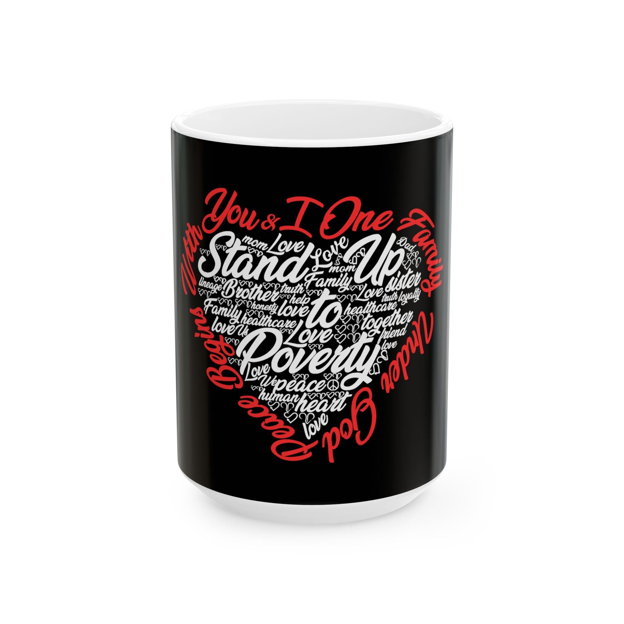 Stand Up to Poverty Mug — Black