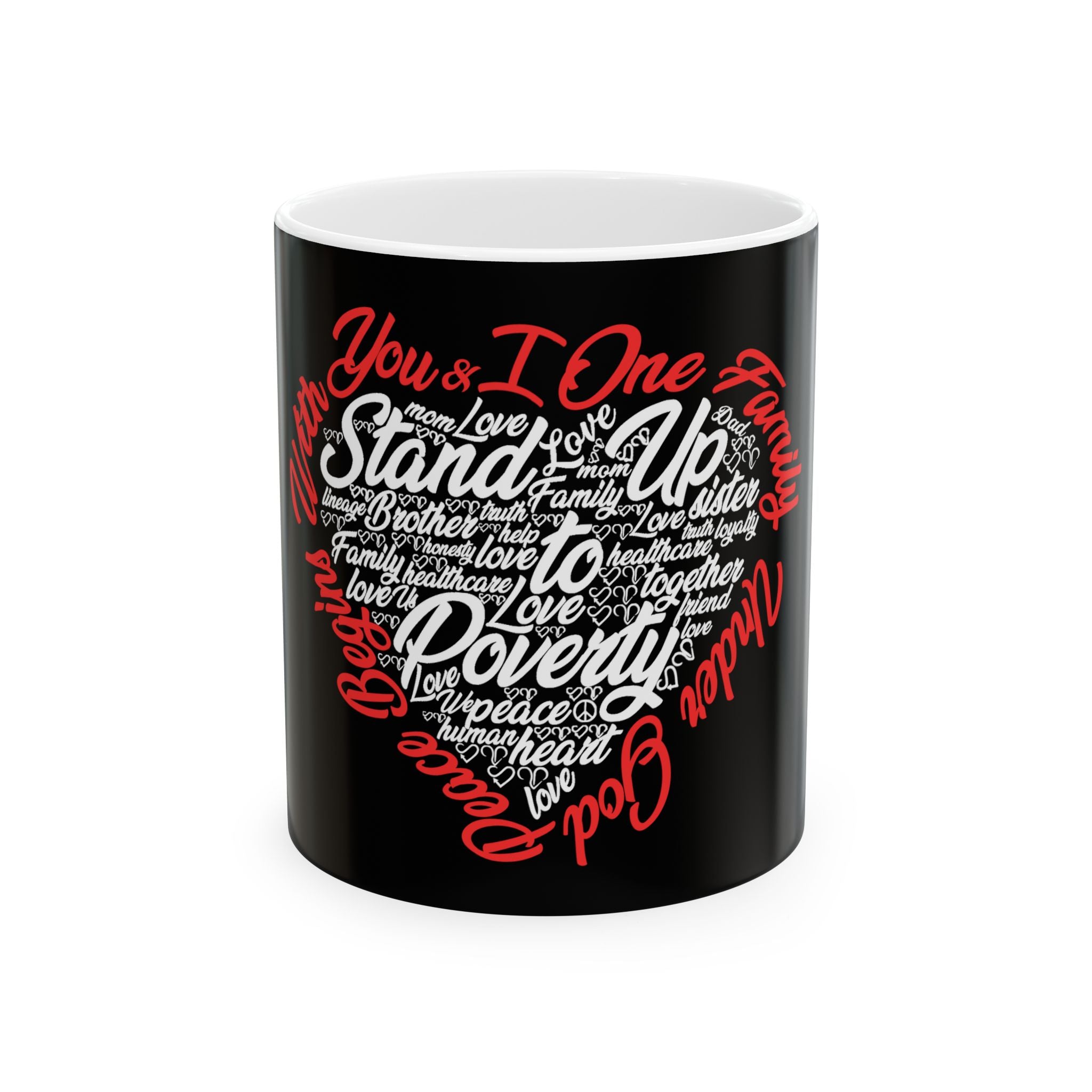 Stand Up to Poverty Mug — Black